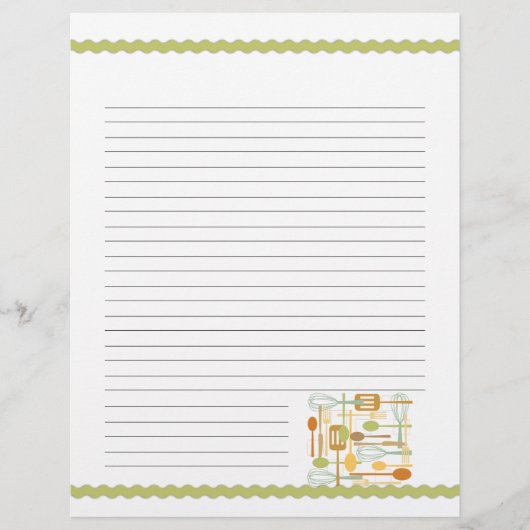 Retro Küche Kochen Utensitäten Rezepte Seiten (Vorderseite)