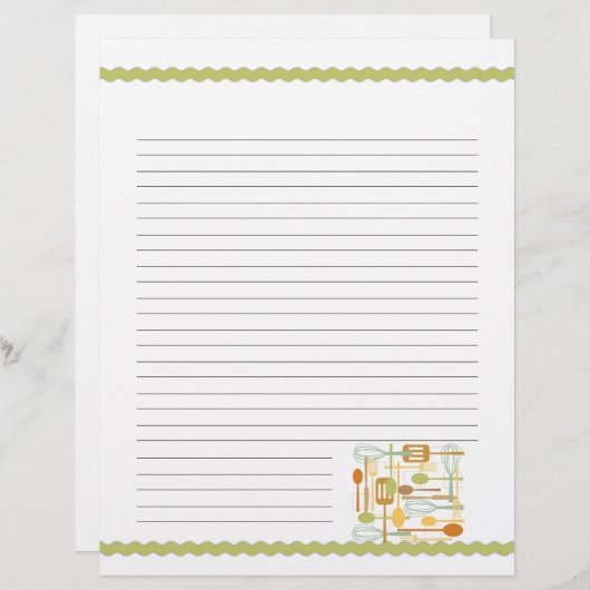 Retro Küche Kochen Utensitäten Rezepte Seiten (Vorne/Hinten)