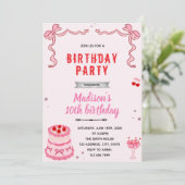 Retro-Kuchen-Geburtstagsfeier Einladung (Stehend Vorderseite)