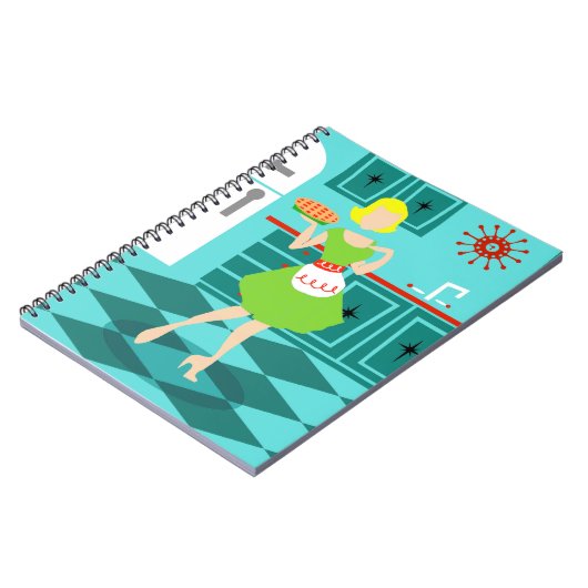 Retro Küchen-gewundenes Notizbuch Notizblock (Linke Seite)