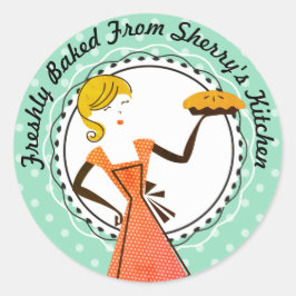 Retro Kuchen Hausfrau Bäckerei aus der Küche Runder Aufkleber