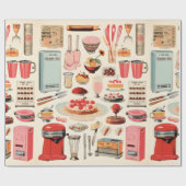Retro Küchen Kuchen und Werkzeuge Geschenkpapier (Flach)