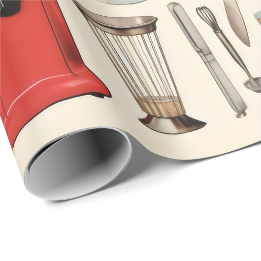 Retro Küchen Kuchen und Werkzeuge Geschenkpapier (Rolleneckpunkt)