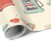 Retro Küchen Kuchen und Werkzeuge Geschenkpapier (Rolleneckpunkt)