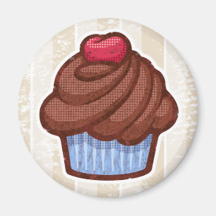 Retro Kuchen-Magnet im Blau u. in der Schokolade Magnet