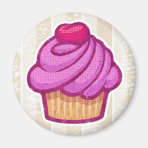 Retro Kuchen-Magnet im Rosa Magnet