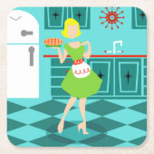 Retro Küchen-Papier-Untersetzer Rechteckiger Pappuntersetzer (Vorderseite)