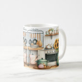 Retro Küchen Teller und Sonnenblumen Kaffeetasse (VorderseiteRechts)