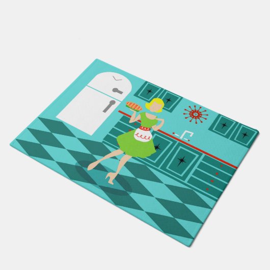 Retro Küchen-Tür-Matte Fußmatte (Schrägansicht)