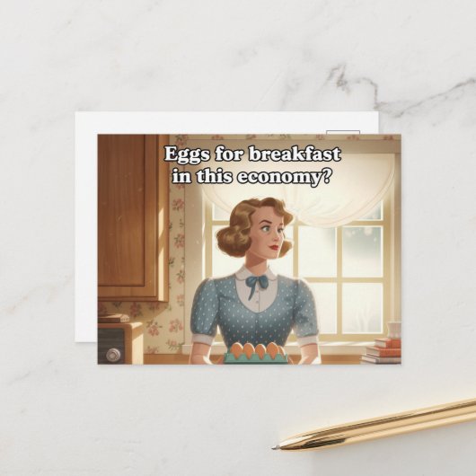 Retro Kücheneier zum Frühstück in dieser Wirtschaf Postkarte (Vorderseite/Rückseite Beispiel)