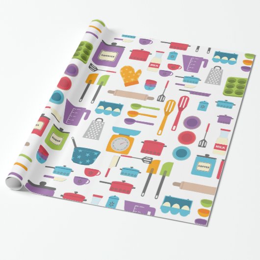 Retro-Küchenkoch Backen Geschenkpapier (Ungerollt)
