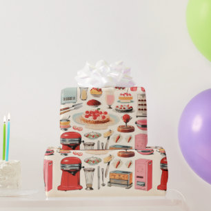 Retro-Küchenkuchen und -werkzeuge Geschenkpapier