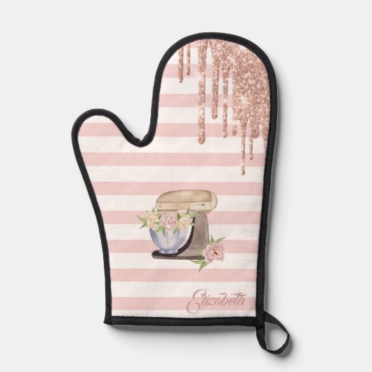 Retro-Kuchenmischung, Glitzer-Tropfen, Streifen Ofenhandschuh (Vorderseite)