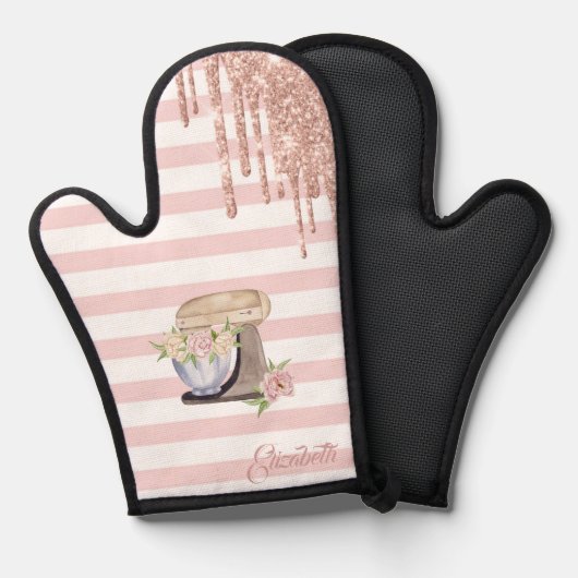 Retro-Kuchenmischung, Glitzer-Tropfen, Streifen Ofenhandschuh (Vorderseite/Rückseite)