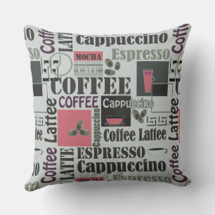 Retro-Küchenmuster für Espresso Latte Kissen