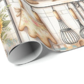 Retro Küchenschränke und Sonnenblumenumhüllungspap Geschenkpapier (Rolleneckpunkt)