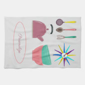 Retro Küchenutensilien, Uhren, Teekessel Persönlic Geschirrtuch (Horizontal)