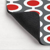 Retro Kugel-Muster - graues, weißes u. rotes Mousepad (Ecke)