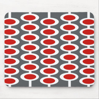 Retro Kugel-Muster - graues, weißes u. rotes Mousepad