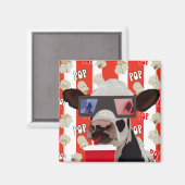 Retro-Kuh rotes Streifenmuster Magnet (Vorderseite/Rückseite)