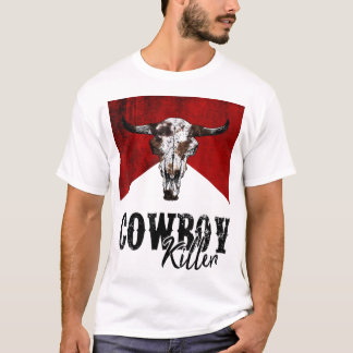 Retro Kuh Skull Cowboy Killer Western Cowg T-Shirt