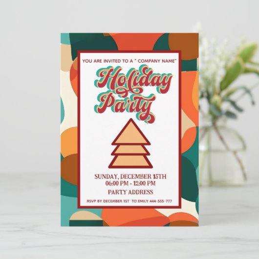 Retro kühn farbenfrohe Gesellschaft Party Einladung (Stehend Vorderseite)