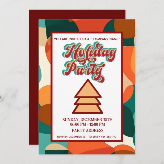 Retro kühn farbenfrohe Gesellschaft Party Einladung (Vorne/Hinten)