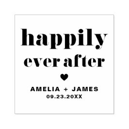Retro kühne Typografie glücklich je nach Hochzeit Gummistempel