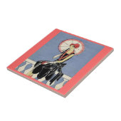 Retro Kunst-Deko-Dame Tile Fliese (Seite)