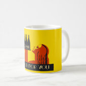 retro Kunst-Deko der Art Flasche-Eau Kaffeetasse (VorderseiteRechts)