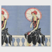 Retro Kunst-Deko wenig schwarzes KleiderParty Geschenkpapier (Flach)