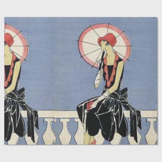 Retro Kunst-Deko wenig schwarzes KleiderParty Geschenkpapier (Flach)