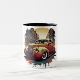 Retro-Kunst im Stil der 1940er Jahre für Lowrider- Zweifarbige Tasse