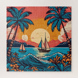 Retro-Kunst Spaßige tropische Puzzle