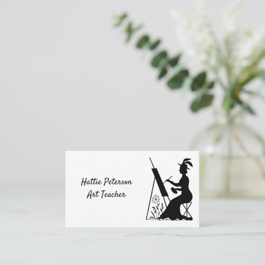 Retro Kunstlehrer-Visitenkarte Visitenkarte (Stehend Vorderseite)