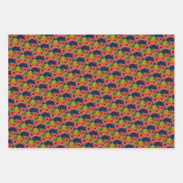 Retro Künstlerisch Poinsettia Weihnachten Geschenkpapier Set