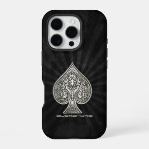 Retro-künstlerisches Poker Ass der Spaten Personal iPhone 16 Pro Hülle