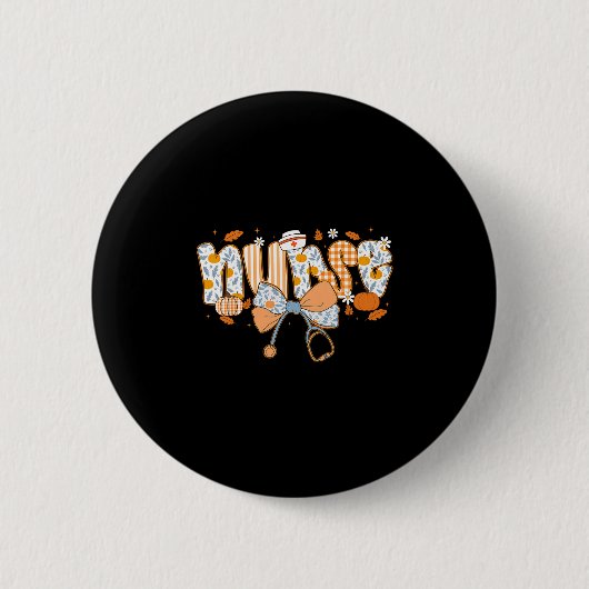 Retro-Kürbis-Krankenschwester-Leben Stethoskop Her Button (Vorderseite)