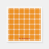 Retro-Kürbis-Orange-Gingham-Halloween-Party Serviette (Vorderseite)