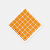 Retro-Kürbis-Orange-Gingham-Halloween-Party Serviette (Ecke)