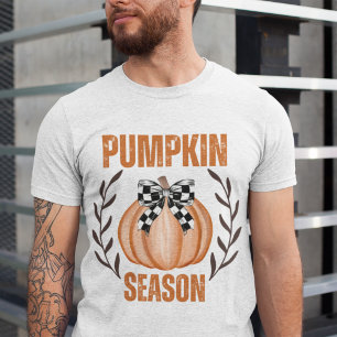 Retro-Kürbis-Saison Coquette-Bogen Herbst-Blumen Tri-Blend Shirt