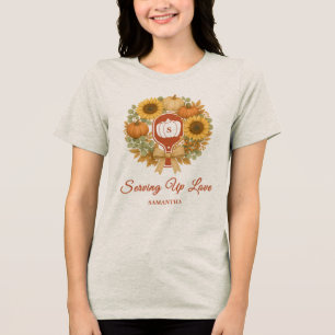 Retro-Kürbisse & Pickleball-Brautjungfer-Party Tri-Blend Shirt