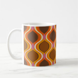 Retro Kurven: 60er-70er-Tapete Textur. Kaffeetasse