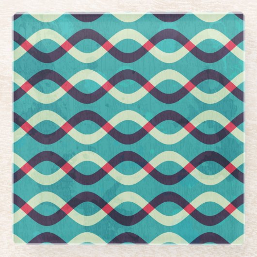 Retro Kurven: Grunge Muster Effekt. Glasuntersetzer (Vorderseite)