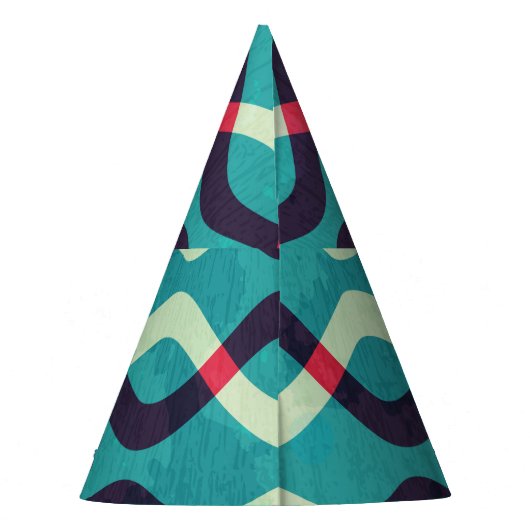 Retro Kurven: Grunge Muster Effekt. Partyhütchen (Rückseite)