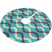 Retro Kurven: Grunge Muster Effekt. Polyester Weihnachtsbaumdecke (Schrägansicht)