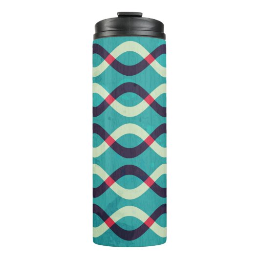 Retro Kurven: Grunge Muster Effekt. Thermosbecher (Vorderseite)