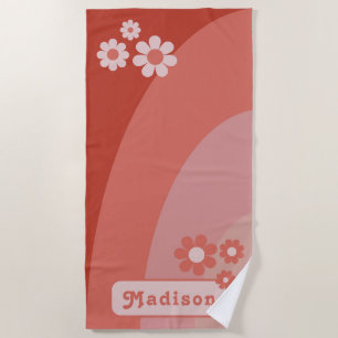 Retro-Kurven Orange Daisy Name Strandtuch