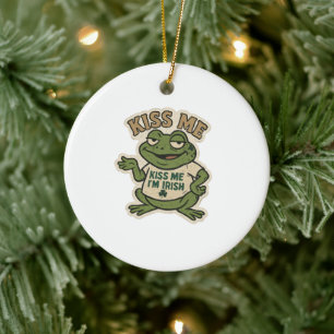 Retro Küss mich, ich bin irischer Frosch St. Patri Keramik Ornament