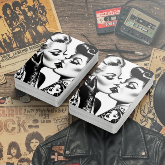 Retro küssende Pin-ups Spielkarten
